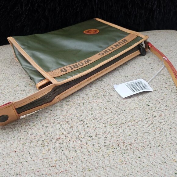 Hunting World Costmetic Bag Pouch Cluth Bag Green/Tan Leather Make Up Bag France - Picture 7 of 13